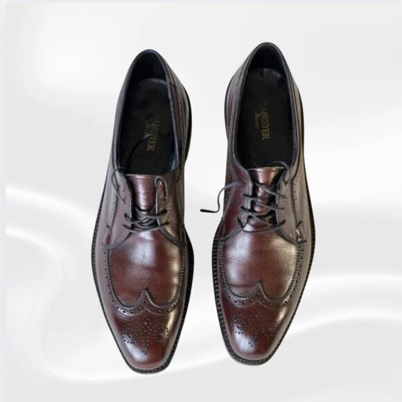 Men’s Leather Wingtip Oxford Dress Shoes Brown Size 12 - Picture 1 of 6
